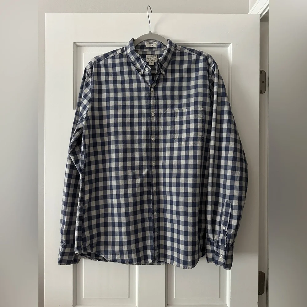 J. Crew Slim Fit Secret Wash Organic Cotton Poplin Long Sleeve Button Down Shirt